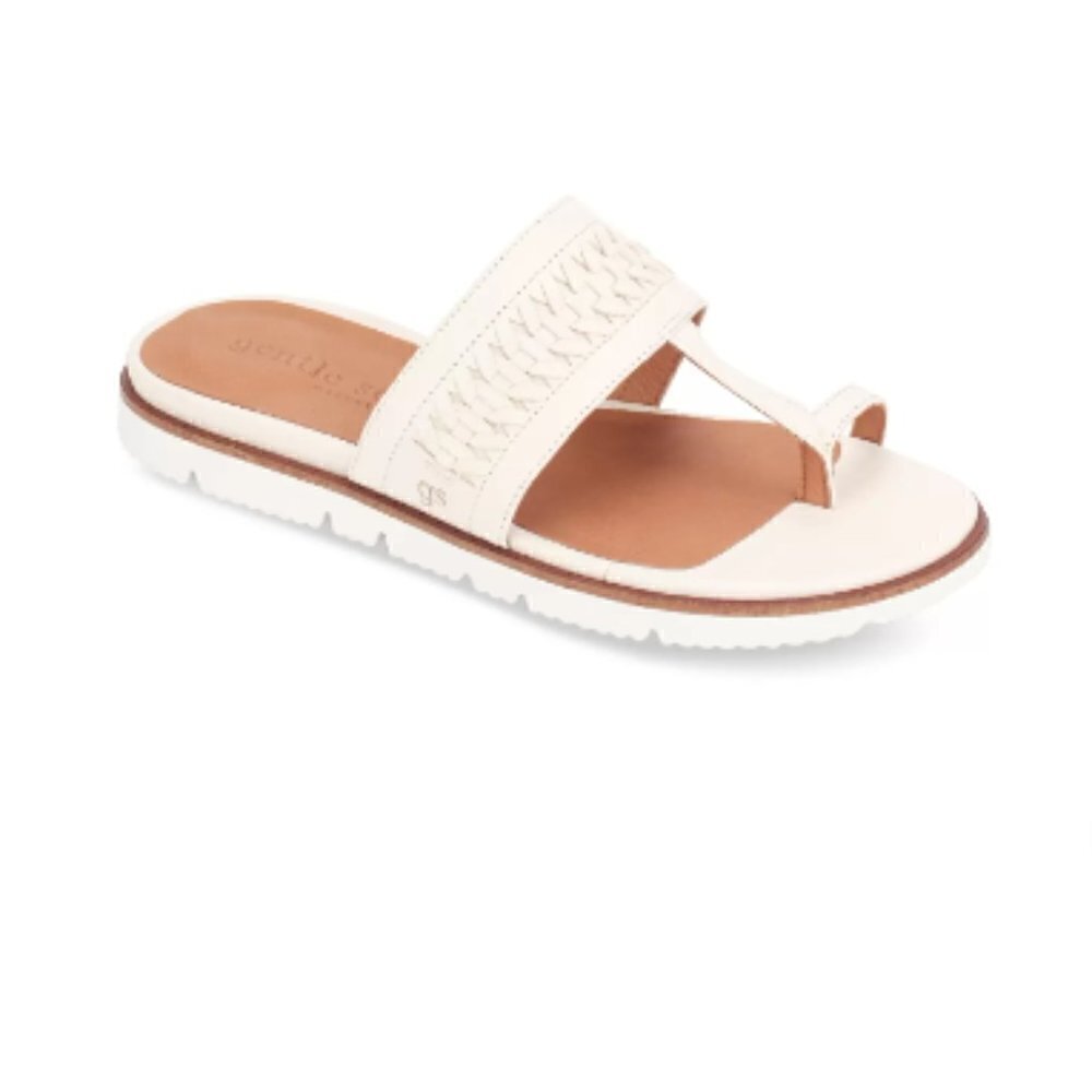 Gentle Souls by Kenneth Cole Women's Lavern Lite Thong White Sandals
